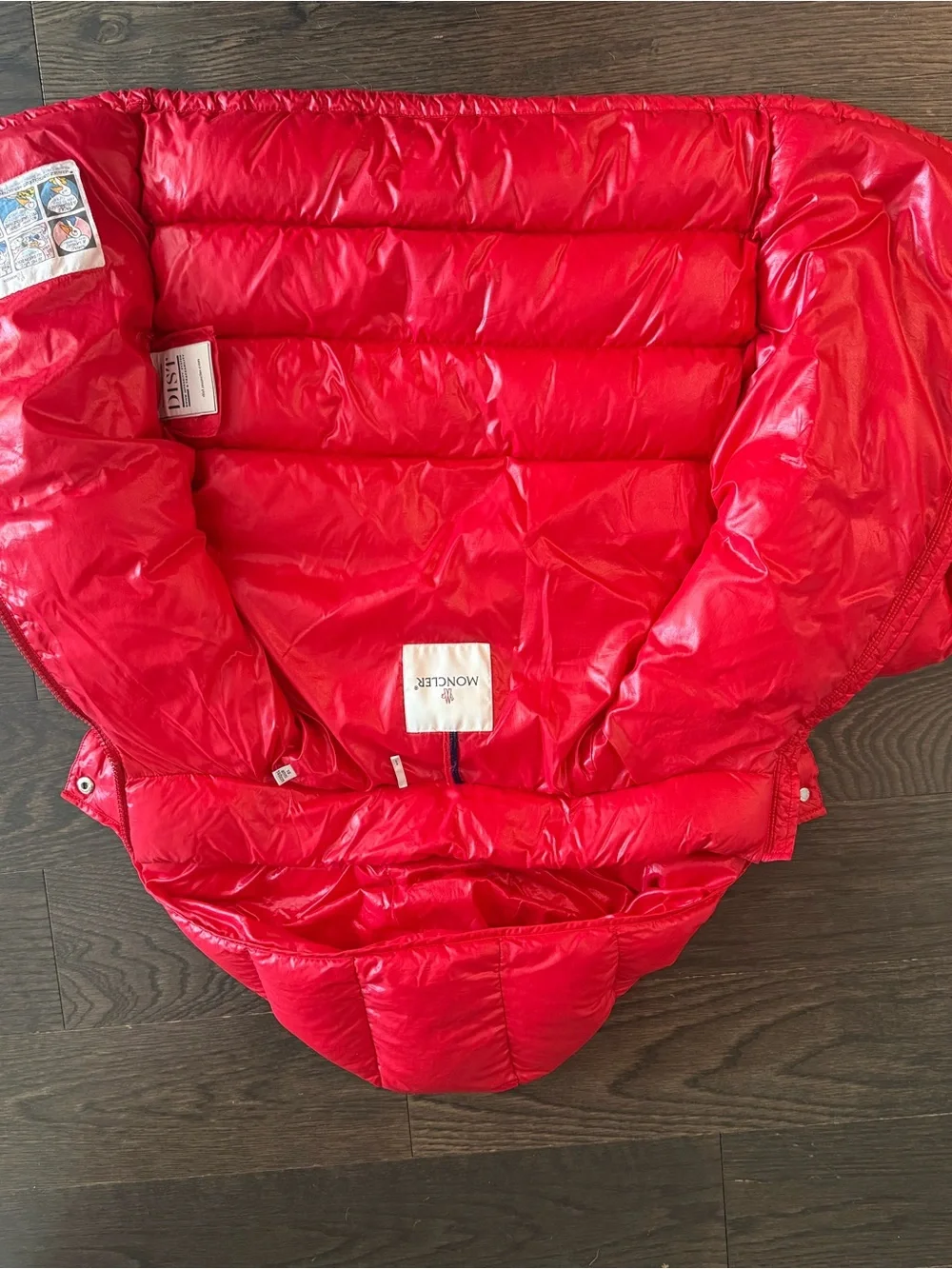 Moncler Kids Bright Red Quilted Puffer Jacket with Hood